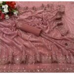 Women's Designer Net Saree with Sequin Work and Lace Border – Party & Festive Wear with Blouse Piece - Image 4