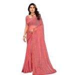 Women's Designer Net Saree with Sequin Work and Lace Border – Party & Festive Wear with Blouse Piece