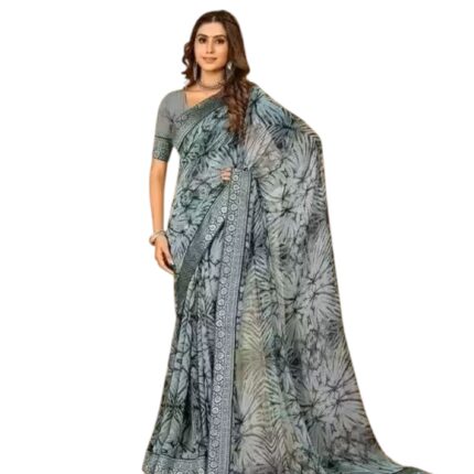 Women's Elegant Tie-Dye Printed Saree with Contrast Border – Lightweight Casual & Party Wear Saree with Blouse Piece